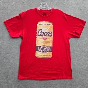 Coors Men Shirt Large Red Logo Brew City‎ Beer Short Sleeve Tee